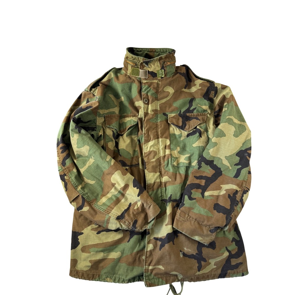 Vintage 1984 Alpha Industries M-65 Field Jacket Woodland Camo Large